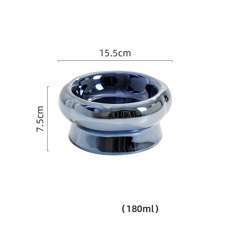 Electroplated Mirror Ceramic Cat Bowl Pet Bowl