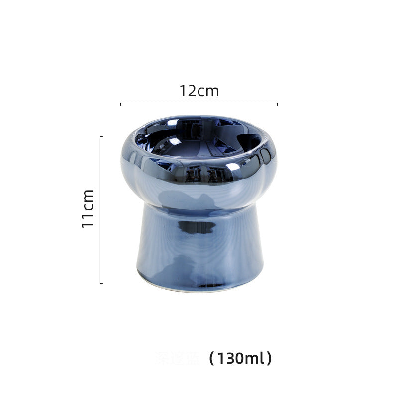 Electroplated Mirror Ceramic Cat Bowl Pet Bowl