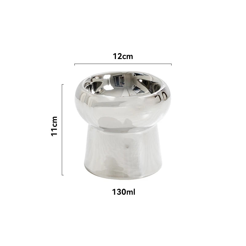 Electroplated Mirror Ceramic Cat Bowl Pet Bowl