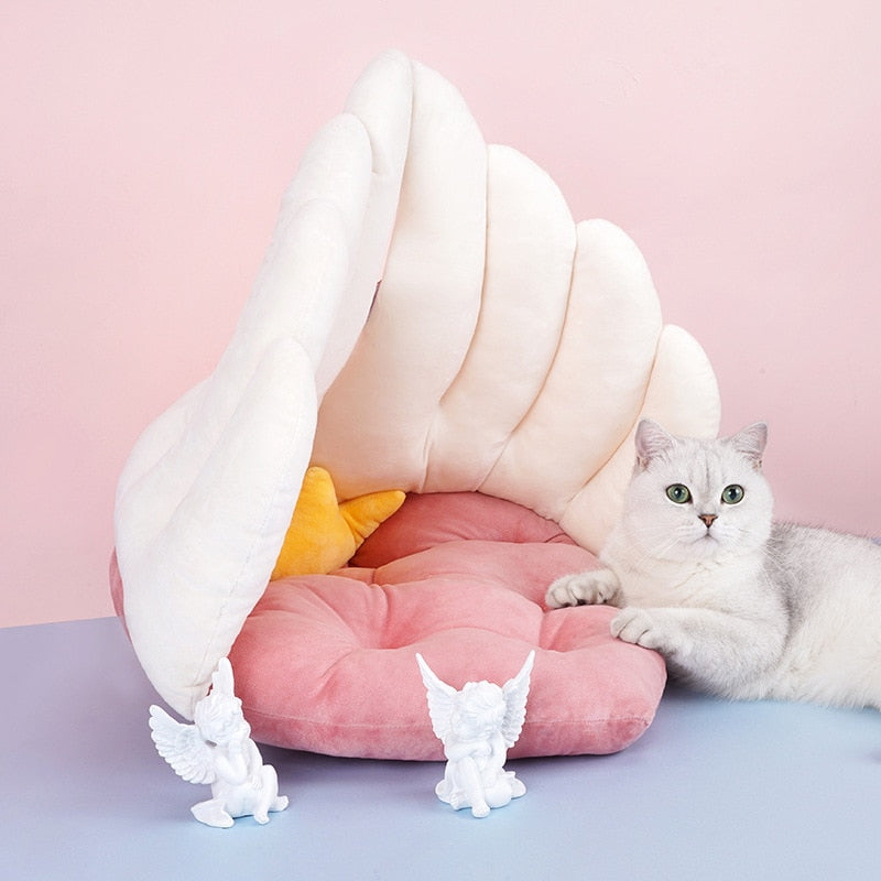 New Dog Cave Bed Comfortable Winter Warm Puppy Cats Sleeping Mat Bed Top Quality Love Heart Shape Angel Wings Soft Cat Bed