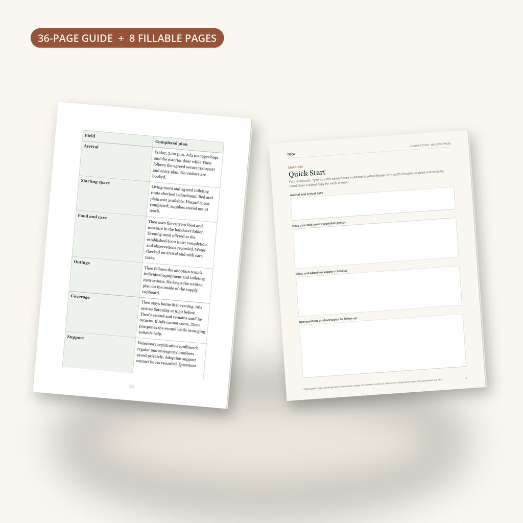 A worked welcome plan from the guide and the Quick Start worksheet