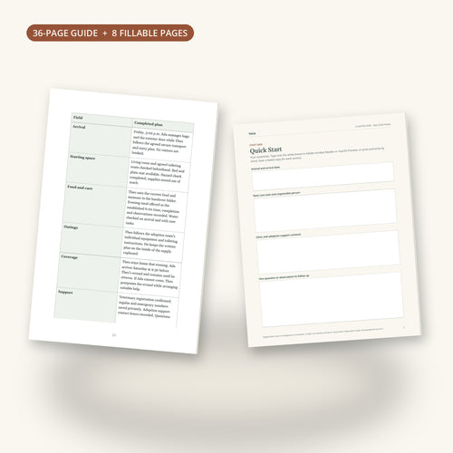 A worked welcome plan from the guide and the Quick Start worksheet